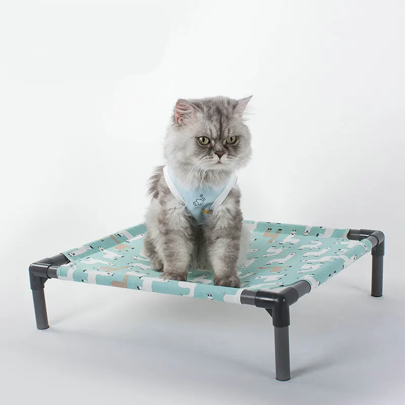 Cama elevada para animais de estimação com estrutura de metal